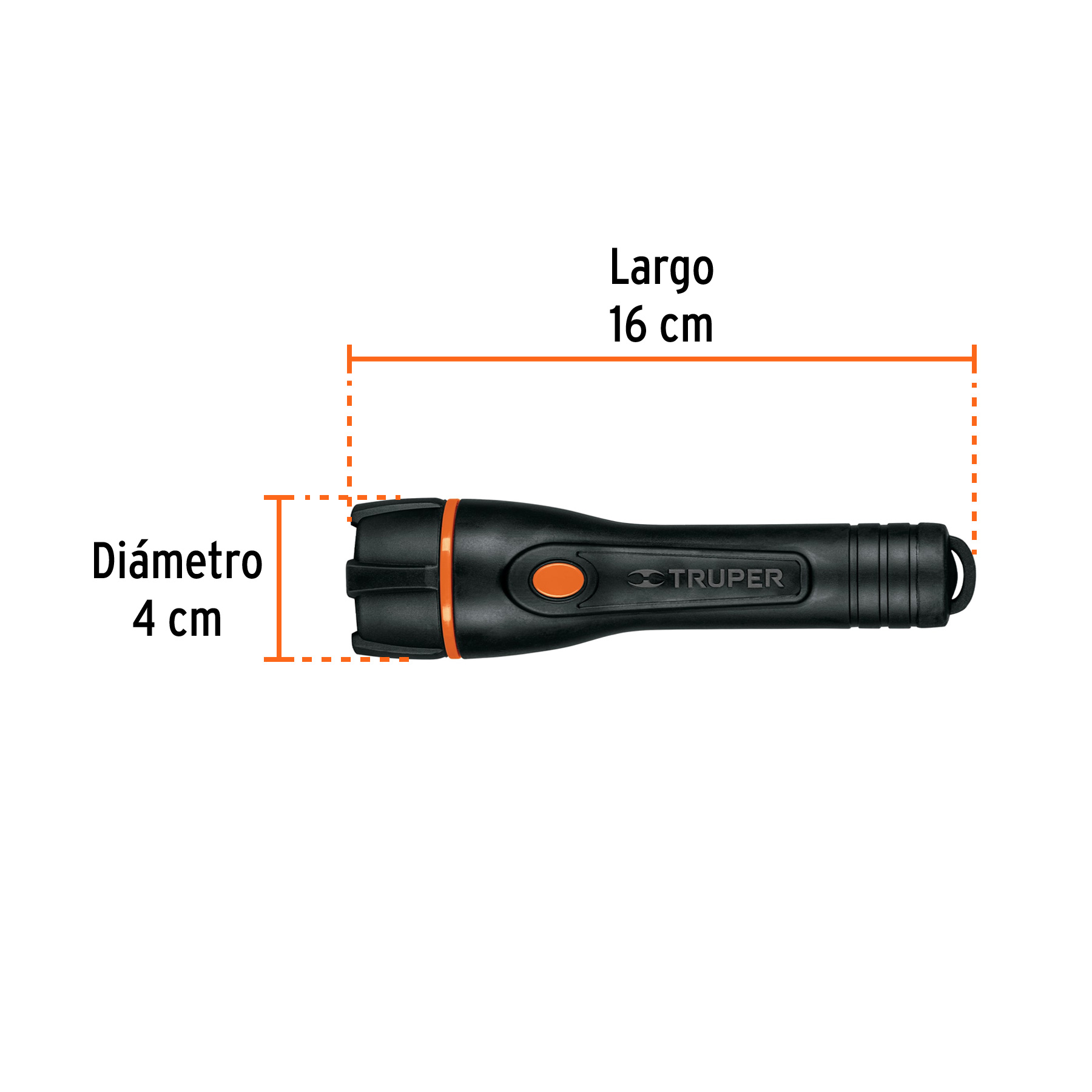 Linterna plástica 1 LED 80 lm con 2 pilas AA, Truper-LIPLA-80 / 13018