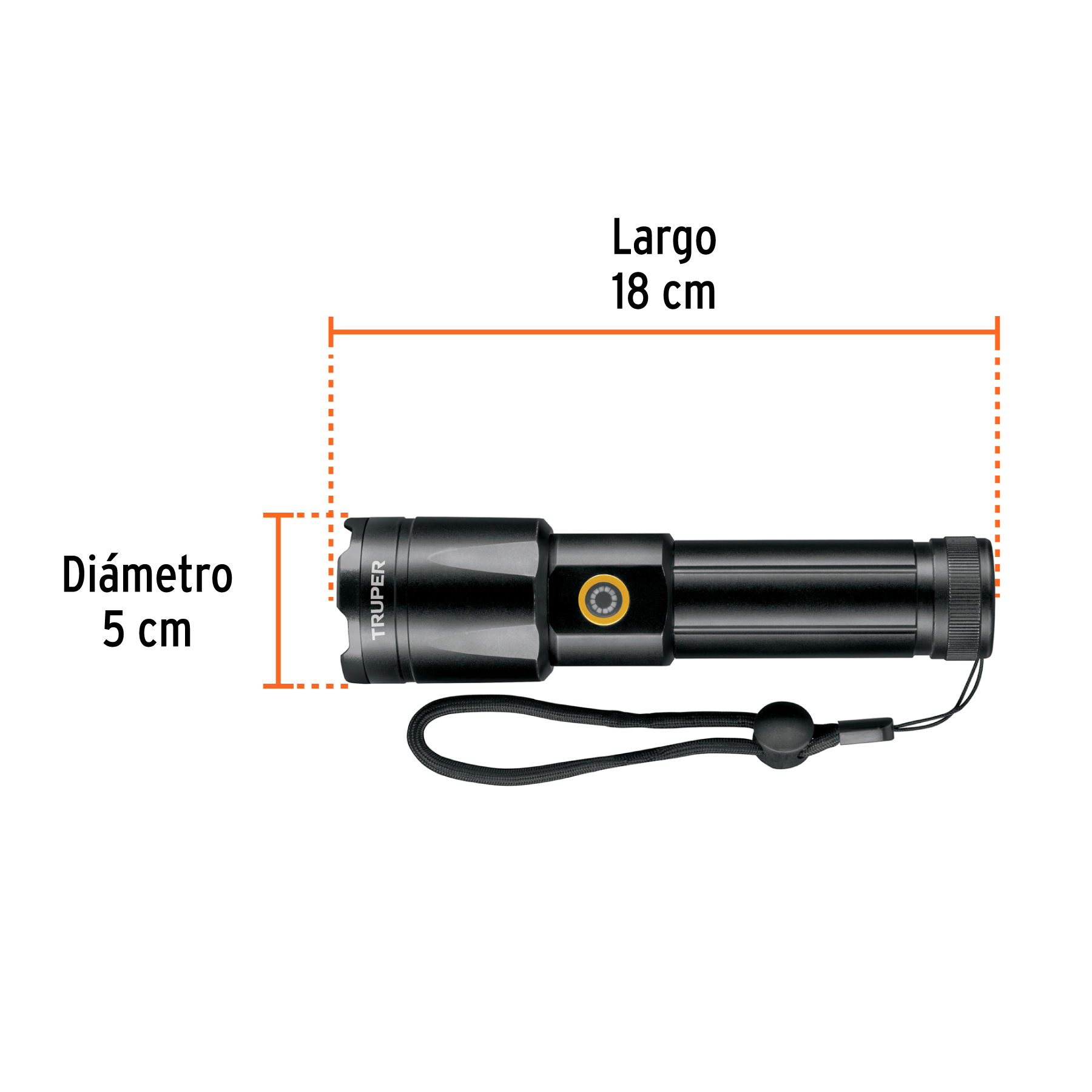 Linterna LED recargable, de aluminio, 1,200 lm, TRUPER - LIRA-1200 / 103100