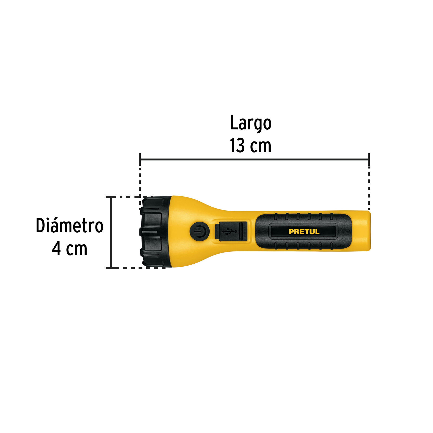 Linterna plástica de LED, 120 lm, recargable, PRETUL-LIRE-120P / 26101