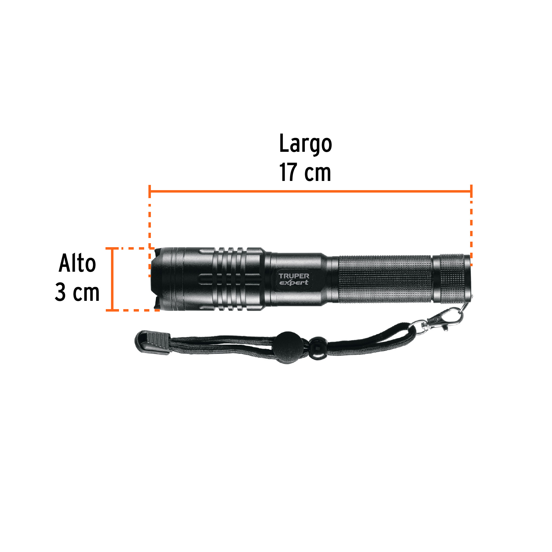 Linterna LED recargable, de aluminio, 500 lm, TRUPER EXPERT-LIXR-2AA / 16777