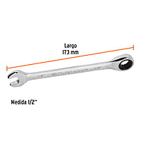Llave combinada con matraca, 1/2' x 173 mm, Truper Expert - LL-2016X / 15738 Llave combinada con matraca, 1/2' x 173 mm, Truper Expert - LL-2016X / 15738