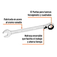 Llave combinada matraca reversible, 18x231 mm,Truper Expert - LL-2018MXR / 13754 Llave combinada matraca reversible, 18x231 mm,Truper Expert - LL-2018MXR / 13754