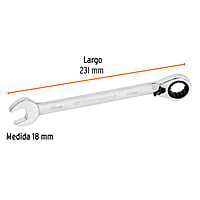 Llave combinada matraca reversible, 18x231 mm,Truper Expert - LL-2018MXR / 13754 Llave combinada matraca reversible, 18x231 mm,Truper Expert - LL-2018MXR / 13754