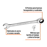Llave combinada con matraca, 9/16' x 185 mm, Truper Expert - LL-2018X / 15739 Llave combinada con matraca, 9/16' x 185 mm, Truper Expert - LL-2018X / 15739