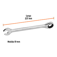 Llave combinada con matraca, 19 x 237 mm, Truper Expert - LL-2019MX / 15749 Llave combinada con matraca, 19 x 237 mm, Truper Expert - LL-2019MX / 15749