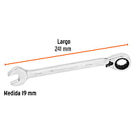 Llave combinada matraca reversible, 19x241 mm,Truper Expert - LL-2019MXR / 13756 Llave combinada matraca reversible, 19x241 mm,Truper Expert - LL-2019MXR / 13756