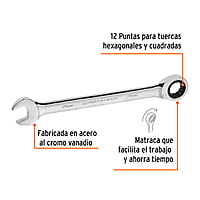 Llave combinada con matraca, 24 x 325 mm, Truper Expert - LL-2024MX / 13625 Llave combinada con matraca, 24 x 325 mm, Truper Expert - LL-2024MX / 13625
