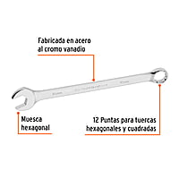 Llave combinada, extralarga, milimétrica, 25 x 355 mm - LL-2025M / 15651 Llave combinada, extralarga, milimétrica, 25 x 355 mm - LL-2025M / 15651