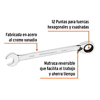 Llave combinada con matraca, reversible, 25x328 mm, Truper E - LL-2025MXR / 13769 Llave combinada con matraca, reversible, 25x328 mm, Truper E - LL-2025MXR / 13769
