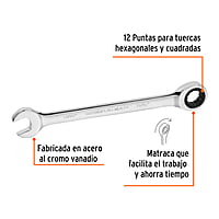 Llave combinada con matraca, 13/16' x 281 mm, Truper Expert - LL-2026X / 13602 Llave combinada con matraca, 13/16' x 281 mm, Truper Expert - LL-2026X / 13602