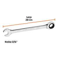 Llave combinada con matraca, 13/16' x 281 mm, Truper Expert - LL-2026X / 13602 Llave combinada con matraca, 13/16' x 281 mm, Truper Expert - LL-2026X / 13602