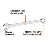 Llave combinada, extralarga, milimétrica, 27 x 385 mm - LL-2027M / 15629 Llave combinada, extralarga, milimétrica, 27 x 385 mm - LL-2027M / 15629