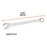 Llave combinada, extralarga, milimétrica, 27 x 385 mm - LL-2027M / 15629 Llave combinada, extralarga, milimétrica, 27 x 385 mm - LL-2027M / 15629