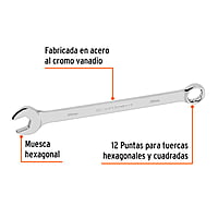 Llave combinada, extralarga, milimétrica, 28 x 393 mm - LL-2028M / 15630 Llave combinada, extralarga, milimétrica, 28 x 393 mm - LL-2028M / 15630