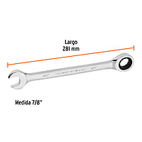 Llave combinada con matraca, 7/8' x 281 mm, Truper Expert - LL-2028X / 13603 Llave combinada con matraca, 7/8' x 281 mm, Truper Expert - LL-2028X / 13603