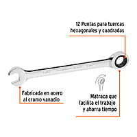 Llave combinada con matraca, 15/16' x 325 mm, Truper Expert - LL-2030X / 13604 Llave combinada con matraca, 15/16' x 325 mm, Truper Expert - LL-2030X / 13604