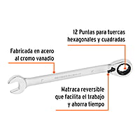 Llave combinada matraca, reversible, 1' x 332 mm, Truper Exp - LL-2032XR / 13654 Llave combinada matraca, reversible, 1' x 332 mm, Truper Exp - LL-2032XR / 13654