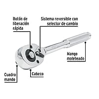 Matraca cuadro 1/2' liberación rápida cabeza de pera, Pretul - M-1252PB / 21152 Matraca cuadro 1/2' liberación rápida cabeza de pera, Pretul - M-1252PB / 21152