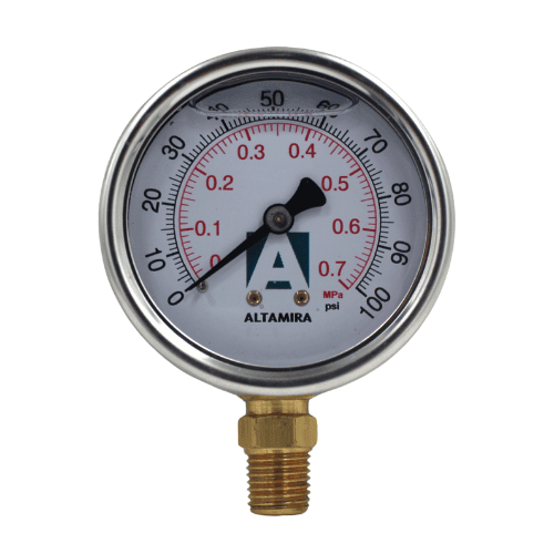 Manometro Altamira Glicerina 0-100PSI 1/4"M - MAN0-100G Manometro Altamira Glicerina 0-100PSI 1/4"M - MAN0-100G