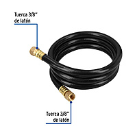 Manguera flexible negra, PVC, 3/8',250 PSI,con conexión,1.5m - MGAN-15 / 40075