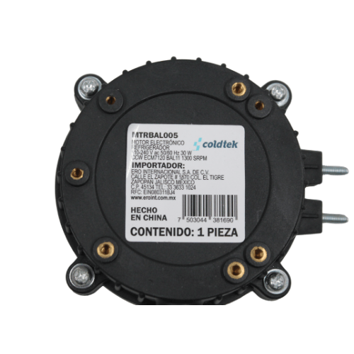 Motor Balero Ba11, Refrigerador, ECM7120, 110-240V, 50/60Hz, 30W, CCW, Proteccion Clase IP65, sirve para refrigerador IMBERA, 1300 RPMs - MTRBAL005