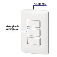Placa armada 3 interruptores sencillos,blanco,línea Italiana - PA-APTR-IB / 46463 Placa armada 3 interruptores sencillos,blanco,línea Italiana - PA-APTR-IB / 46463