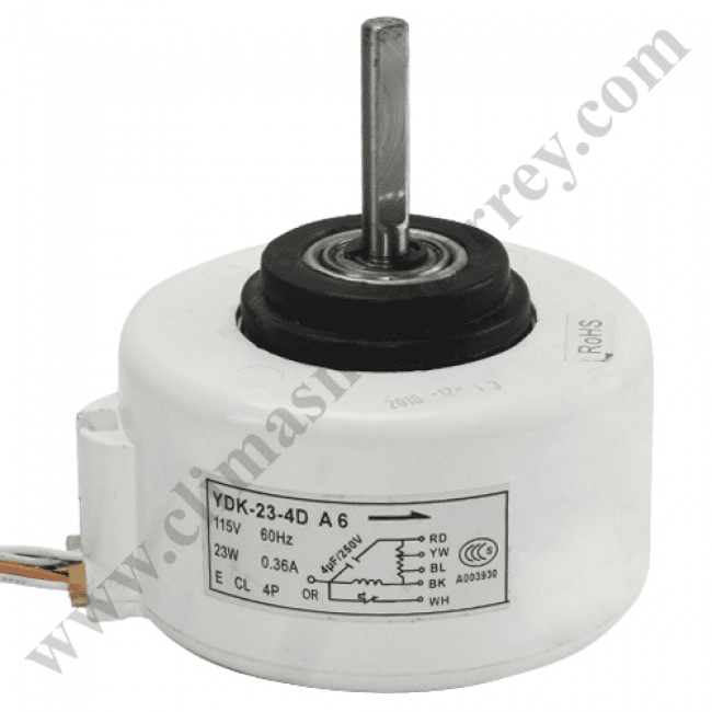 Motor Para Minisplit Inverter, Evaporador 1 Tonelada, 115V, 60Hz, 23W, 0.36A, Capacitor 4Mf 250V Motor Para Minisplit Inverter, Evaporador 1 Tonelada, 115V, 60Hz, 23W, 0.36A, Capacitor 4Mf 250V