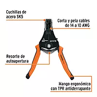 Pinza 6.5" pela cables automática, 14 a 10 AWG, TRUPER - PE-CA-65 / 103357 Pinza 6.5" pela cables automática, 14 a 10 AWG, TRUPER - PE-CA-65 / 103357