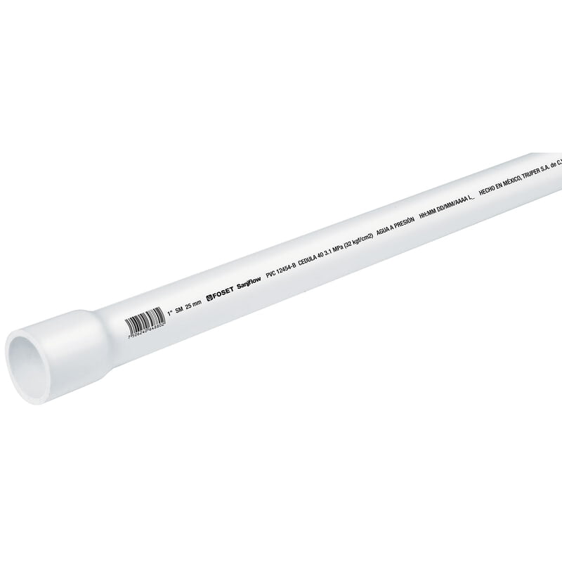 Tubo de 3 m de PVC de 1' hidráulico cédula 40, Saniflow - PVC-003 / 43040 Tubo de 3 m de PVC de 1' hidráulico cédula 40, Saniflow - PVC-003 / 43040