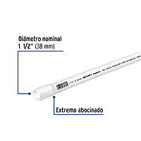 Tubo de 3 m de PVC de 2' hidráulico cédula 40, Saniflow - PVC-006 / 45522 Tubo de 3 m de PVC de 2' hidráulico cédula 40, Saniflow - PVC-006 / 45522