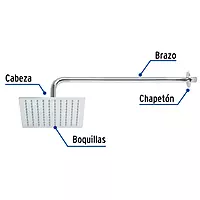 Regadera acero inoxidable, 8', con brazo, cromado, Riviera - R-308 / 45771