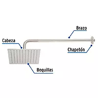 Regadera acero inoxidable, 8', con brazo, satinado, Riviera - R-308N / 45772 Regadera acero inoxidable, 8', con brazo, satinado, Riviera - R-308N / 45772