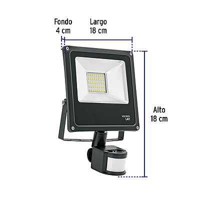 Reflector LED para exteriores 20W 6500K con sensor, VOLTECK - 48229 - REF-901L - Caja con 2 Pieza – Master 4 Reflector LED para exteriores 20W 6500K con sensor, VOLTECK - 48229 - REF-901L - Caja con 2 Pieza – Master 4