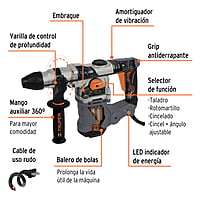 Rotomartillo SDS Plus 6 Joules 1600 W, industrial, Truper - ROEL-60N / 19323 Rotomartillo SDS Plus 6 Joules 1600 W, industrial, Truper - ROEL-60N / 19323