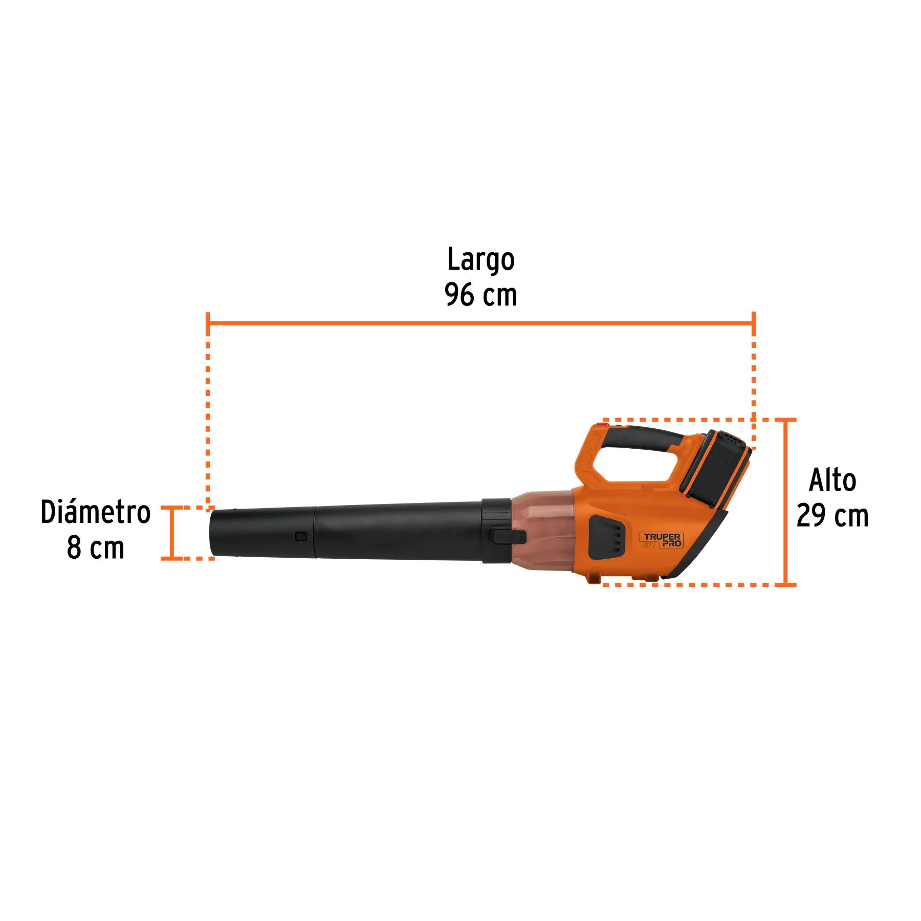 Sopladora inalámbrica 40V, 2 baterías 2Ah, 1 carg.dual, PRO, 103303 - SOPLI-40A
