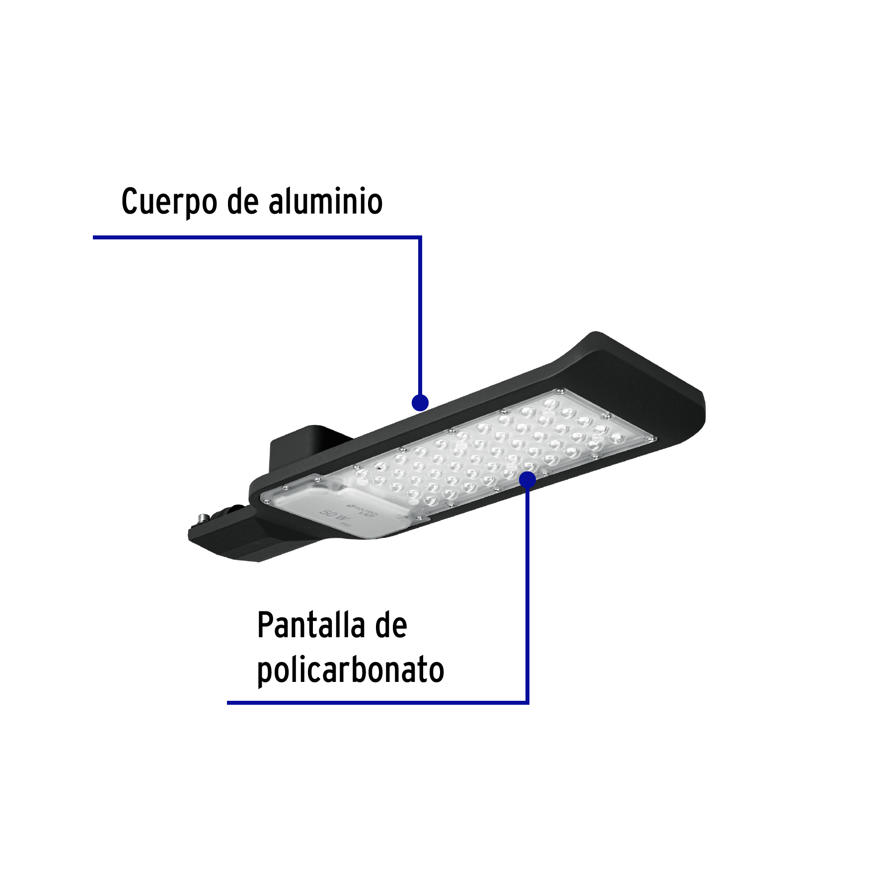 Luminario suburbano LED 50 W 6500 K, plano, VOLTECK - 46258 - SUB-840L - Caja con 1 Pieza – Master 12