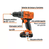 Taladro 1/2', 20V, 1 batería 2Ah, PRO, 103249 - TALI-20A2 Taladro 1/2', 20V, 1 batería 2Ah, PRO, 103249 - TALI-20A2