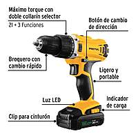 Taladro 1/2', 20V, 1 batería 2Ah, PRETUL, 26118 - TALI-20P2 Taladro 1/2', 20V, 1 batería 2Ah, PRETUL, 26118 - TALI-20P2