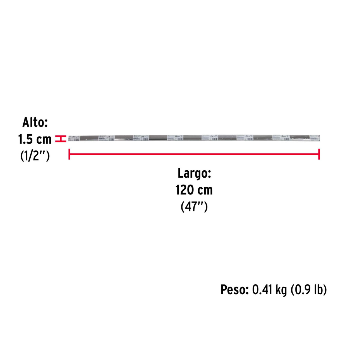 Tubo ovalado para clóset, 1.2 m, acero cromado, HERMEX-TO-512 / 45899