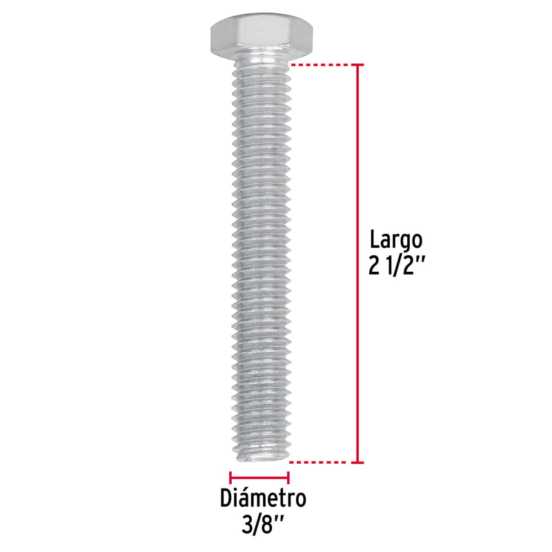 Bolsa con 50 tornillos 3/8' x 2-1/2' tipo máquina - TORM-3/8X2-1/2 / 44579 Bolsa con 50 tornillos 3/8' x 2-1/2' tipo máquina - TORM-3/8X2-1/2 / 44579