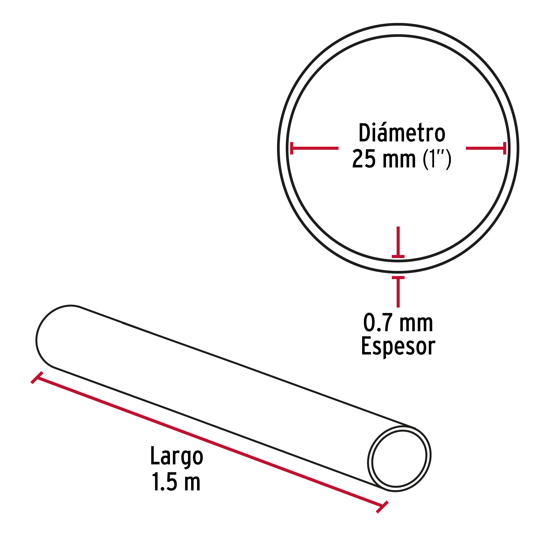 Tubo redondo para clóset,1.5 m, acero cromado, HERMEX - TR-515 / 45894