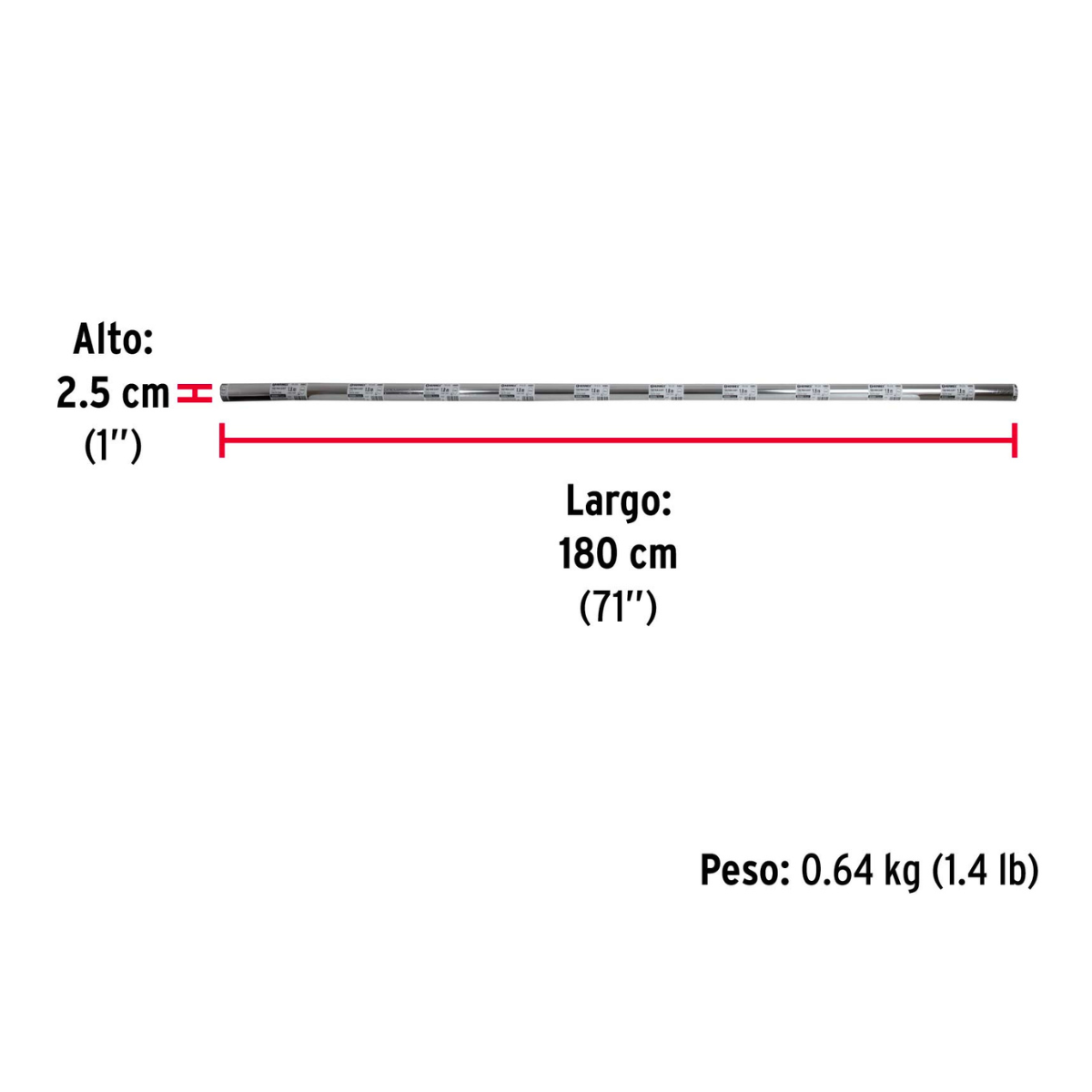 Tubo redondo para clóset, 1.8 m, acero cromado, HERMEX - TR-518 / 45893