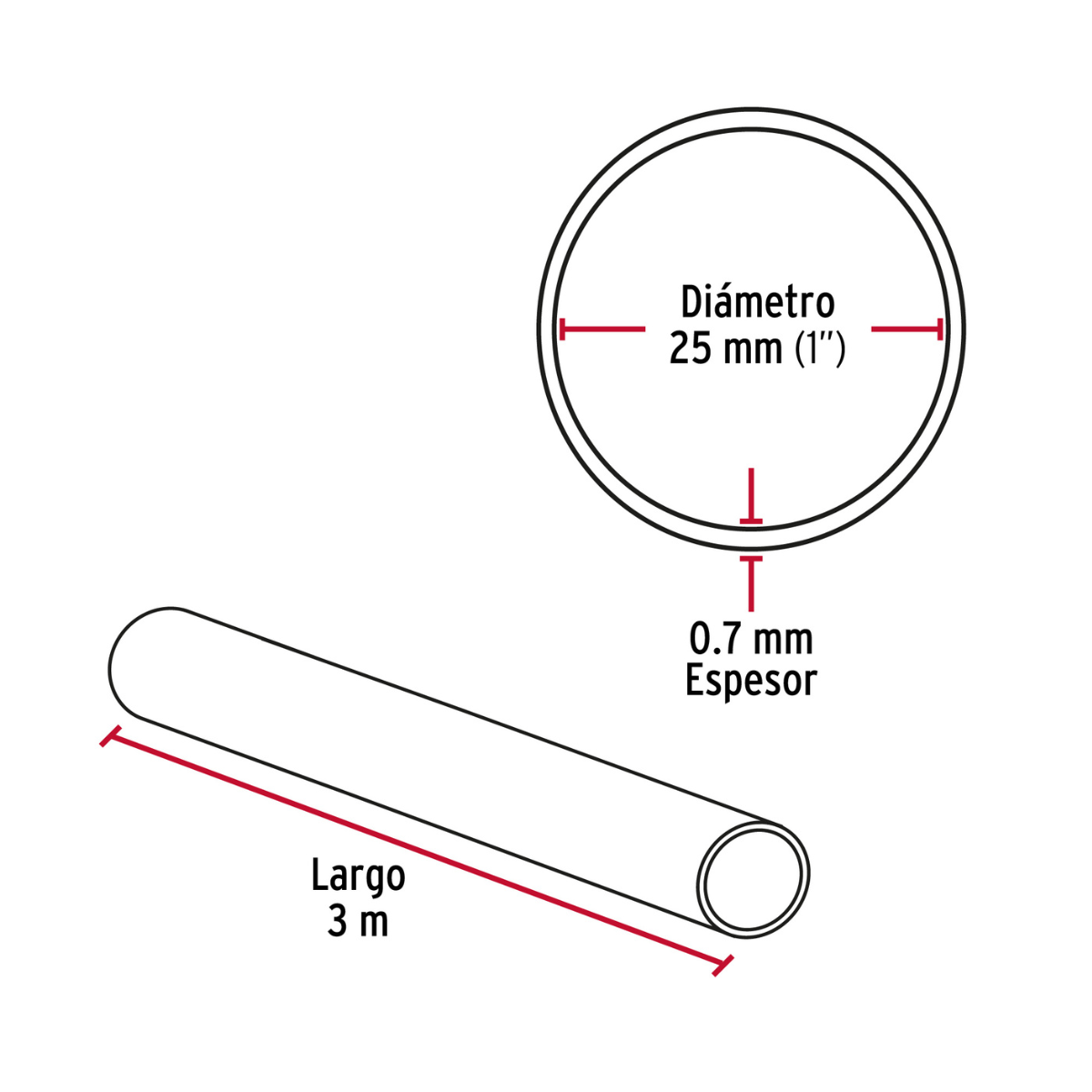 Tubo redondo de 3.0 m en aluminio para closet, HERMEX-TR-630 / 45896