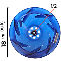 Turbina Evaporador Largo 4 3/8 Ancho 18 1/8 Flecha 1/2 - 12100103000040 Turbina Evaporador Largo 4 3/8 Ancho 18 1/8 Flecha 1/2 - 12100103000040