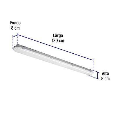 Luminario lineal de LED 36 W de sobreponer a prueba de vapor - 46862 - VAP-001L - Caja con 1 Pieza – Master 8