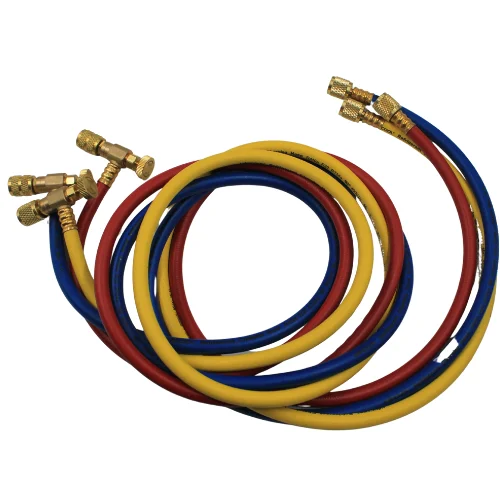 Juego de 3 Mangueras de Carga de Refrigerante con Valvulas de Bola, 800 PSI, 150 CM de Longitud, 1/4"-1/4"(Y), 1/4"-1/4"®, 1/4"-1/4"(B) - WIP-MRH-2CV60° Juego de 3 Mangueras de Carga de Refrigerante con Valvulas de Bola, 800 PSI, 150 CM de Longitud, 1/4"-1/4"(Y), 1/4"-1/4"®, 1/4"-1/4"(B) - WIP-MRH-2CV60°