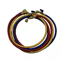 Juego de 3 Mangueras de Carga de Refrigerante con Valvulas de Seguridad, 800 PSI, 180 CM de Longitud, 1/4"-1/4"(Y), 1/4"-5/16"®, 1/4"-5/16"(B) - WIP-MRH-1SV