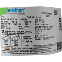 Motor Marathon 1 1/2 HP, 230/460V, 1200RPM - X523 Motor Marathon 1 1/2 HP, 230/460V, 1200RPM - X523