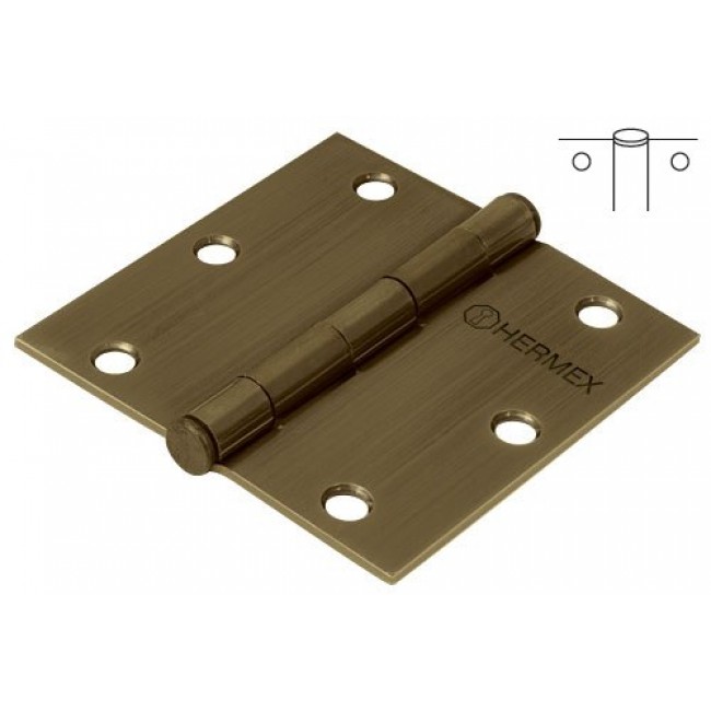 Bisagra cuadrada 2-1/2', acero latonado antiguo, plana - BC-252P / 43250 Bisagra cuadrada 2-1/2', acero latonado antiguo, plana - BC-252P / 43250