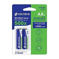 Blíster con 2 pilas AA recargables larga duración, 2500 mAh - RE-AA / 47204 Blíster con 2 pilas AA recargables larga duración, 2500 mAh - RE-AA / 47204